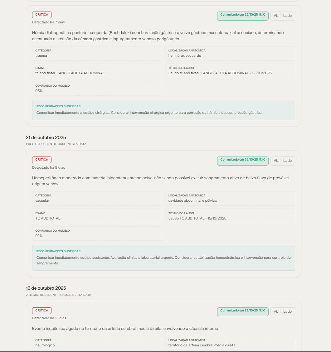 Notifique achados críticos sistematicamente, com trilha de auditoria e human-in-the-loop com registro de notificação